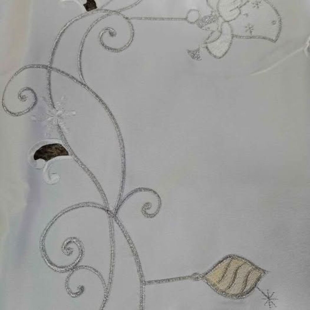 Tablecloth Christmas Large White Embroidered 68’ x 87’ Cutwork Angels & Stars - Picture 8 of 10